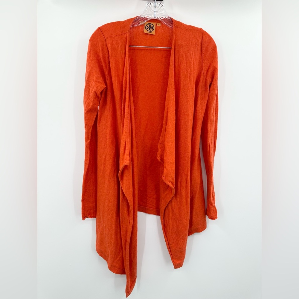 Tory Burch Women's Orange Cashmere Open Front Cardigan‎ Size Small